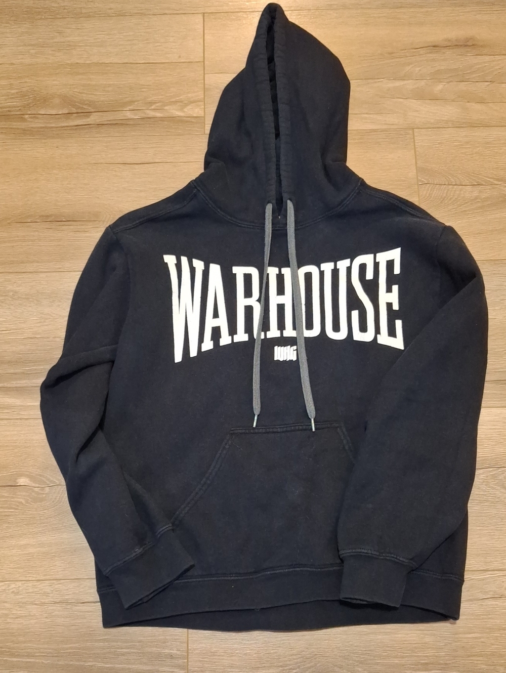 Warehouse Black Hoodie with White Logo